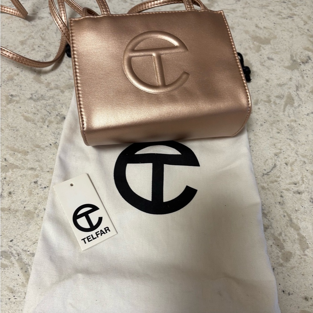Telfar Metallic Rose Gold Mini Crossbody
